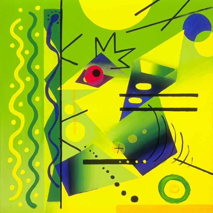 Abstract Painting - In the Green Early Bird by Patti Gettinger Abstract Painting - In the Green Early Bird by Patti Gettinger
