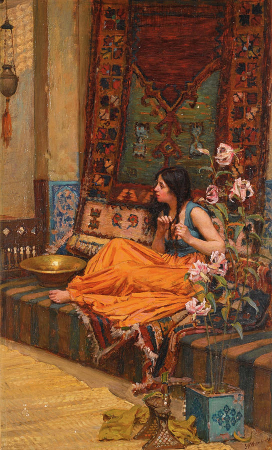 In the Harem Painting by John William Waterhouse