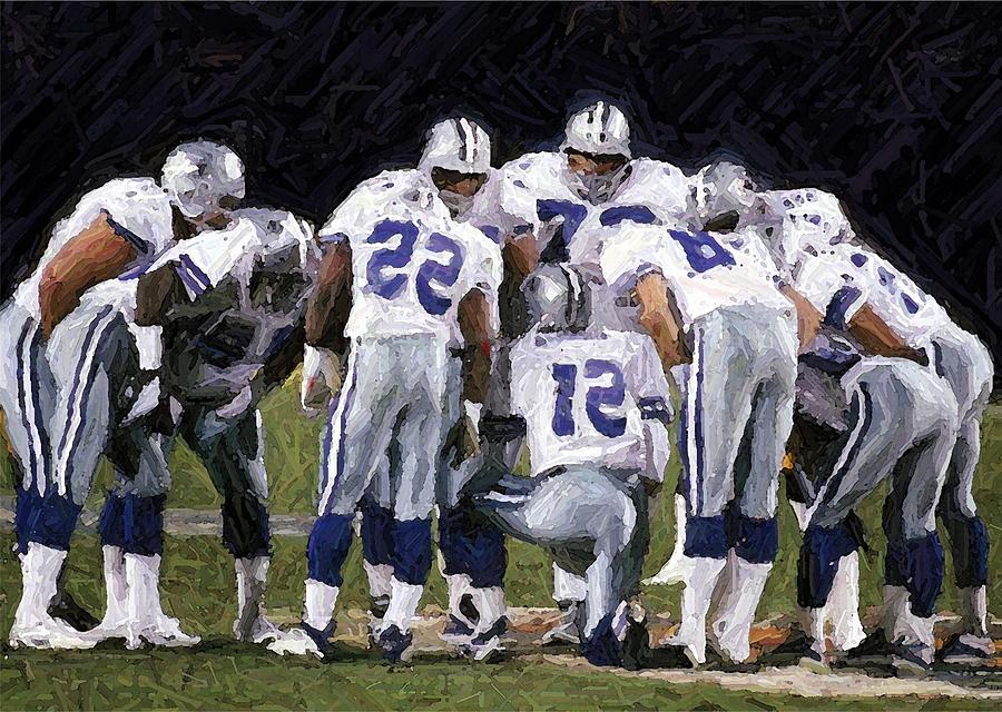 Dallas Cowboys Digital Art - In The Huddle by Carrie OBrien Sibley
