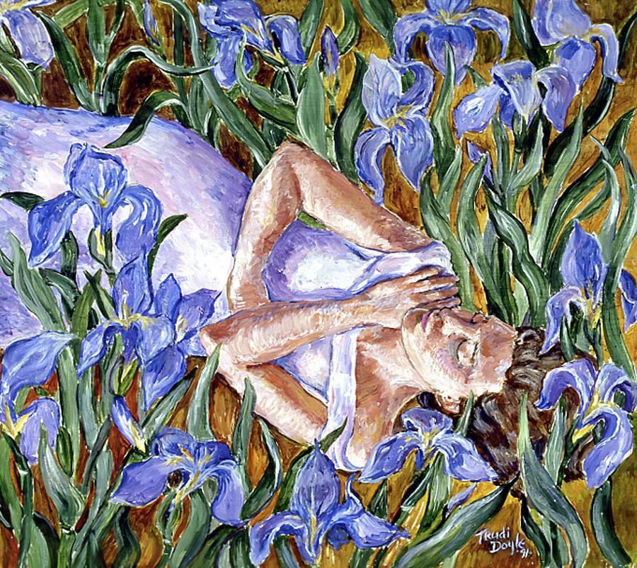 In The iris Bed  Painting by Trudi Doyle
