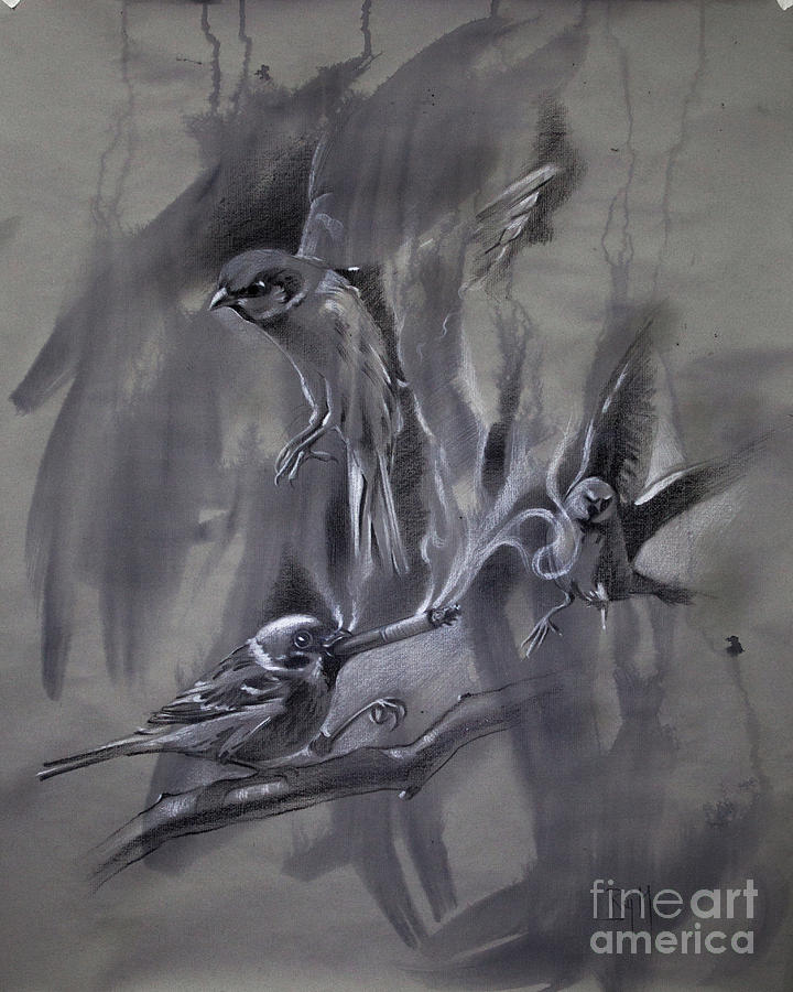 Bird Painting - In the Mist of Modernization 2 by Raj Maji Bird Painting - In the Mist of Modernization 2 by Raj Maji