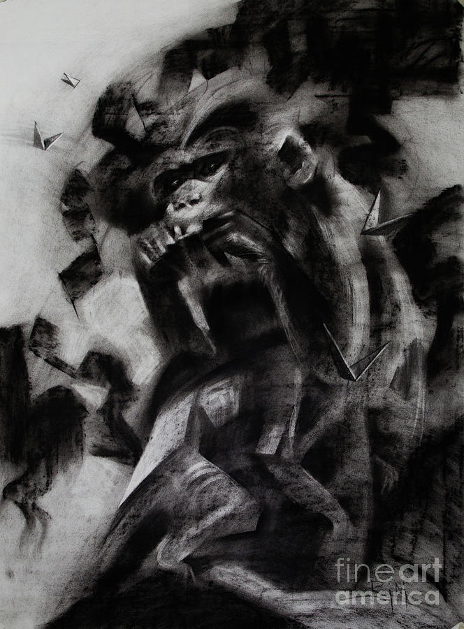 Monkey Painting - In the Mist of Modernization 4 by Raj Maji Monkey Painting - In the Mist of Modernization 4 by Raj Maji