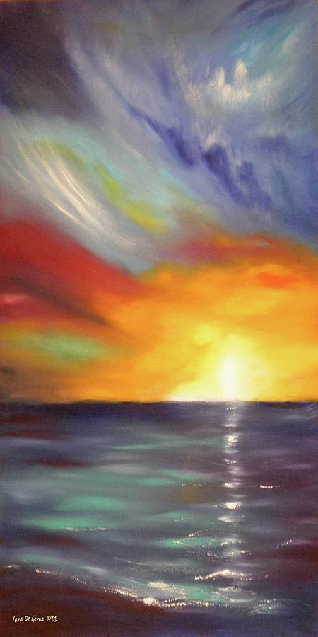 In the Moment - Vertical Sunset Painting by Gina De Gorna