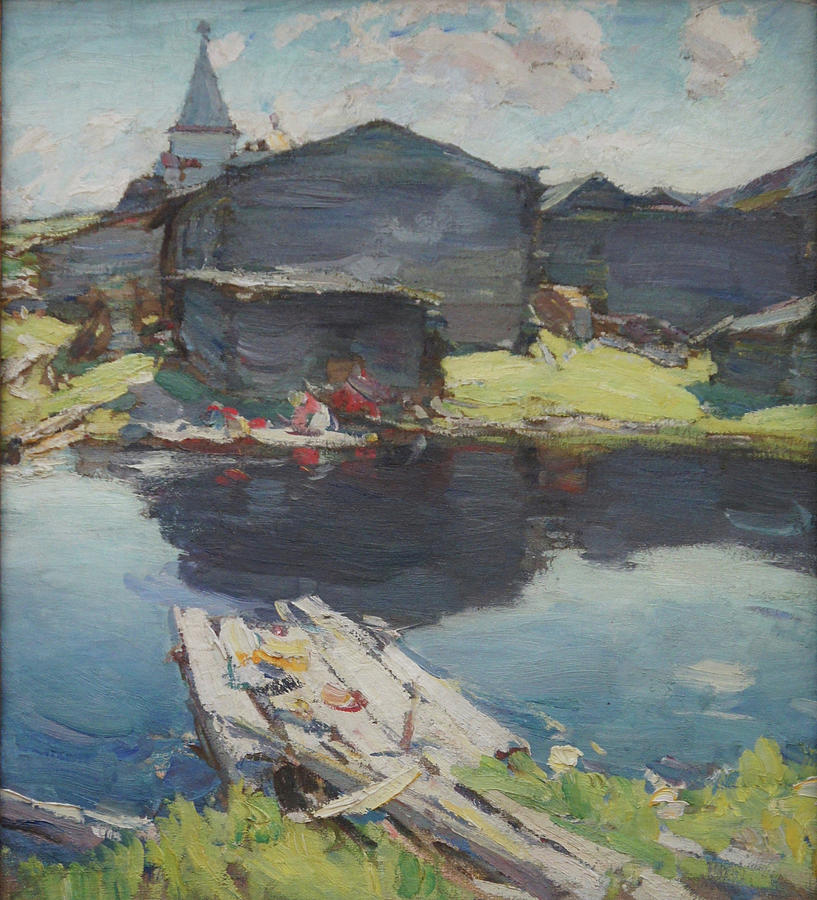 Russian Impressionism Painting - In the North by Abram Arkhipov Russian Impressionism Painting - In the North by Abram Arkhipov