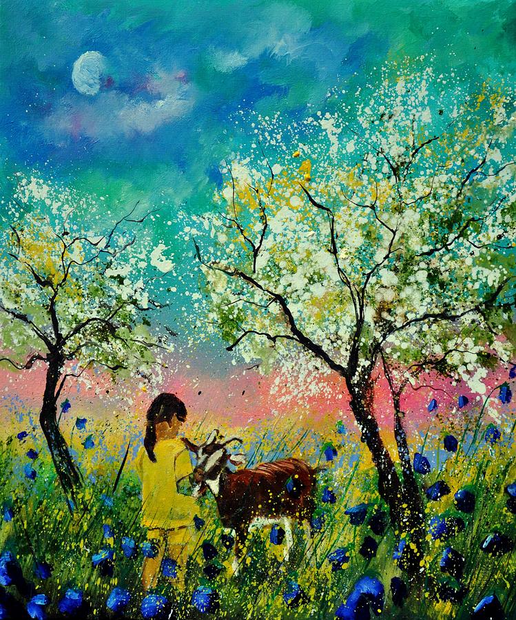 In the orchard Painting by Pol Ledent