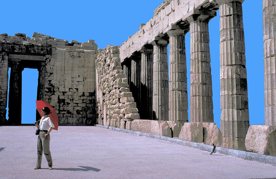 Woman Photograph - At the Parthenon in Greece #1 by Carl Purcell