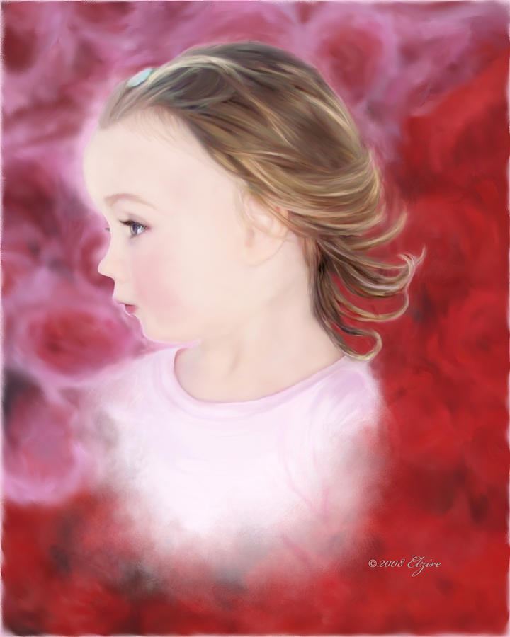 Little Girl Painting - In the Pink by Elzire S Little Girl Painting - In the Pink by Elzire S