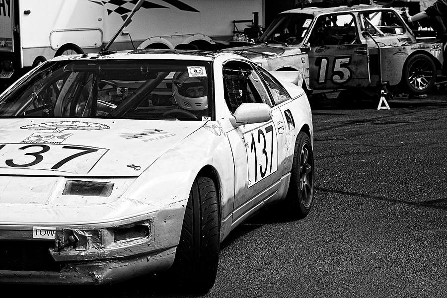 In The Pits -- Nissan 300zx at the 24 Hours of LeMons Race, Sonoma California Photograph by Darin Volpe
