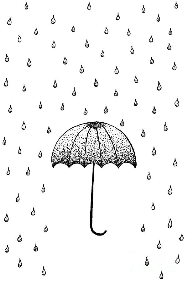Black And White Drawing - In The Rain by Konstantin Sevostyanov