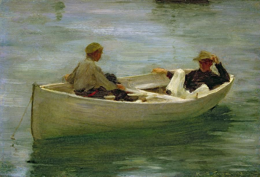 In the Rowing Boat Painting by Henry Scott Tuke