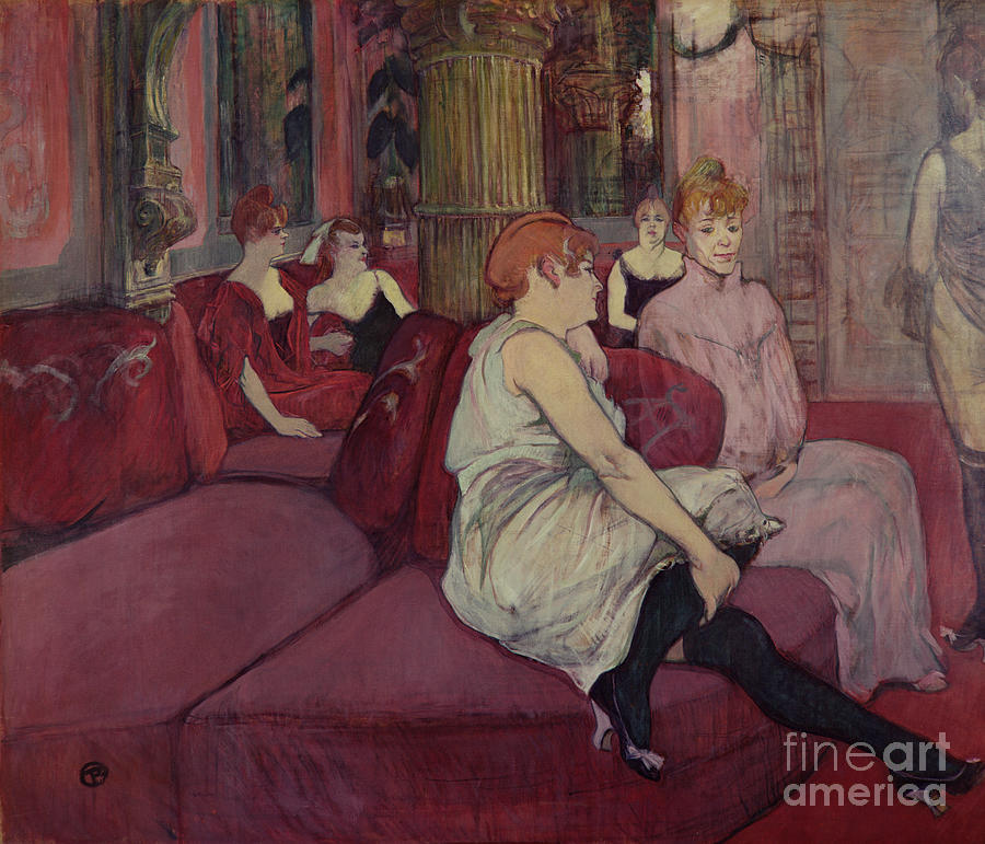 In the Salon at the Rue des Moulins Painting by Henri de Toulouse-Lautrec