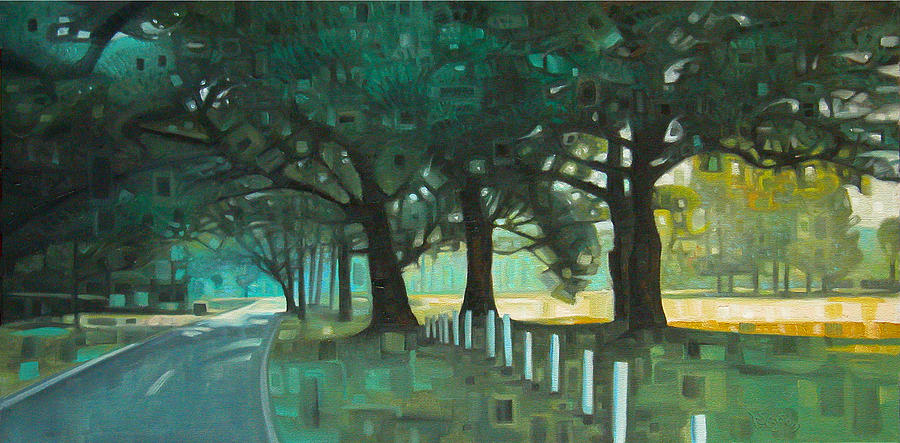 In the Shade of Oaks Painting by T S Carson