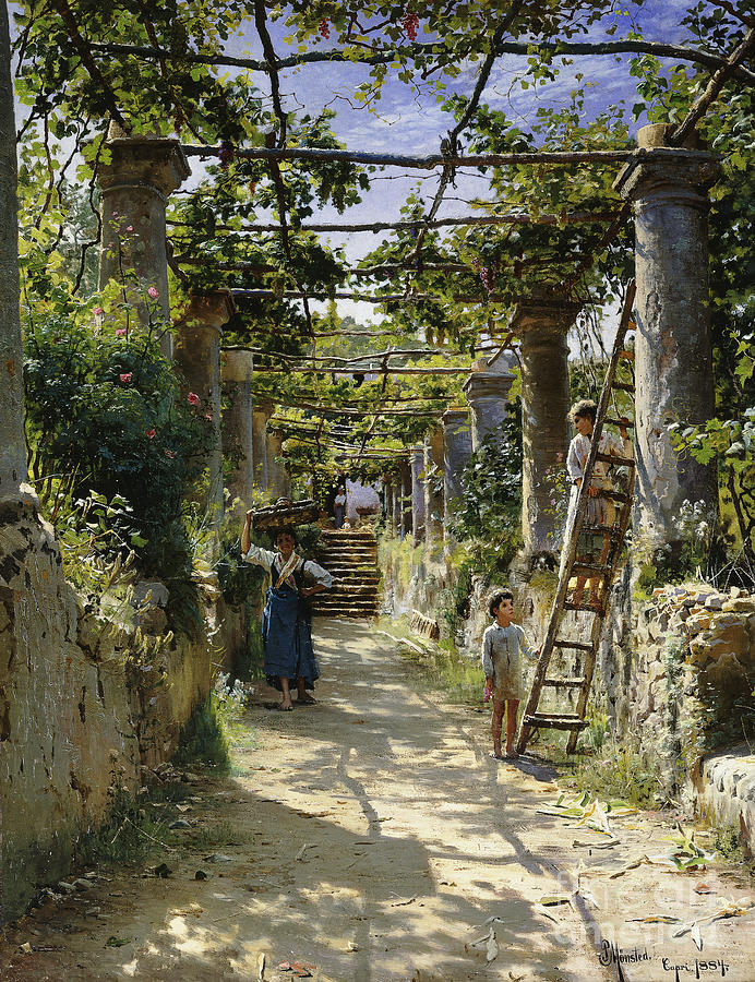 In the Shadow of an Italian Pergola Painting by Peder Monsted In the Shadow of an Italian Pergola Painting by Peder Monsted