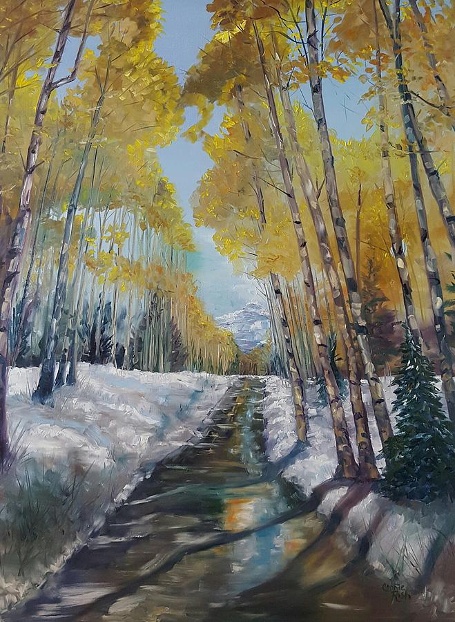 In the Shadow of the Aspen Painting by Connie Rish