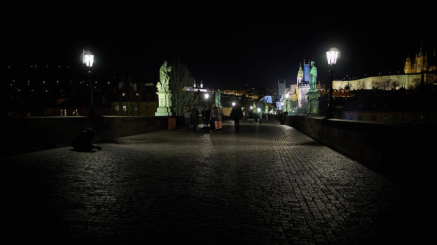 In the Shadows of the Charles bridge. Prague spring 2017 . Prague by night Photograph by Jouko Lehto