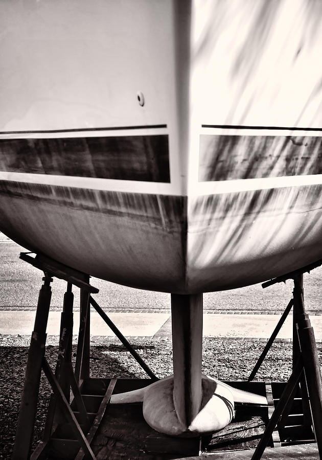 Boat Photograph - In the Skids b/w by Greg Jackson
