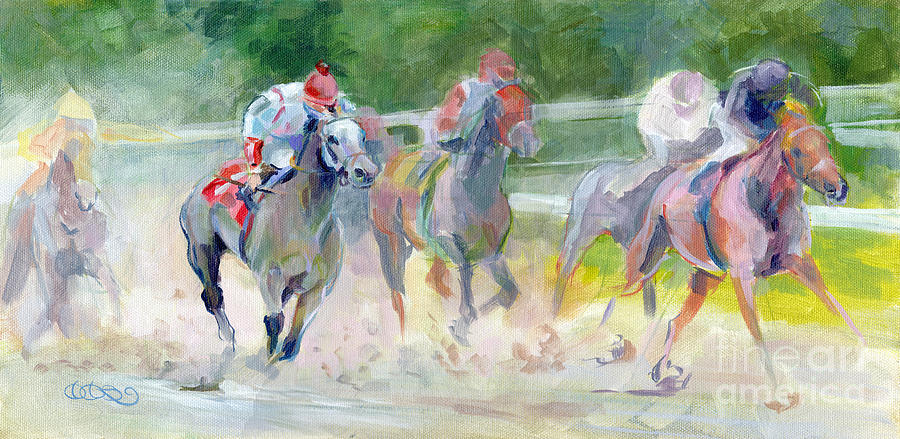 Gray Horse Painting - In The Slop by Kimberly Santini