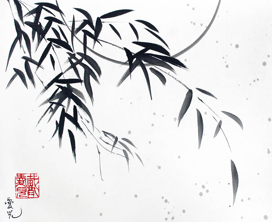 Chinese Bamboo Painting - In The Still Of The Night by Oiyee At Oystudio