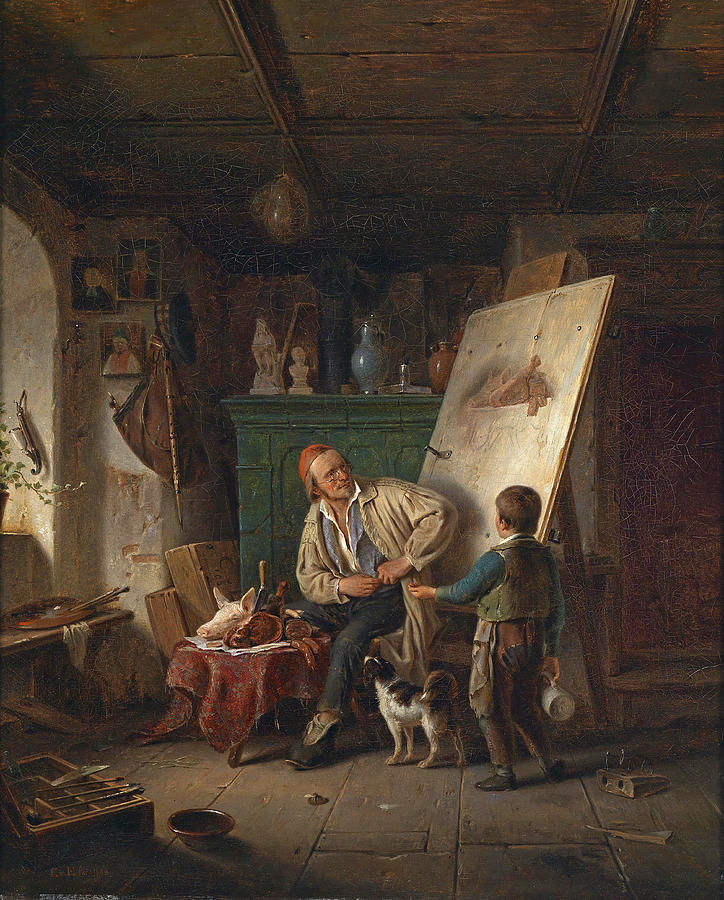 In the Studio Painting by Karl von Enhuber In the Studio Painting by Karl von Enhuber