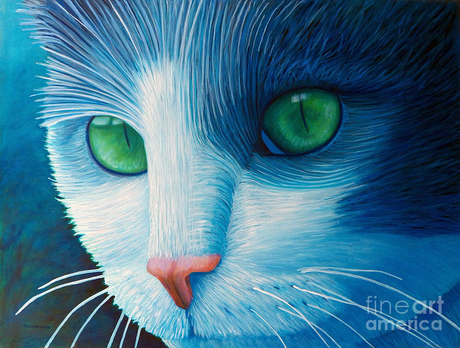 Cat Painting - In The Wee Small Hours by Brian  Commerford