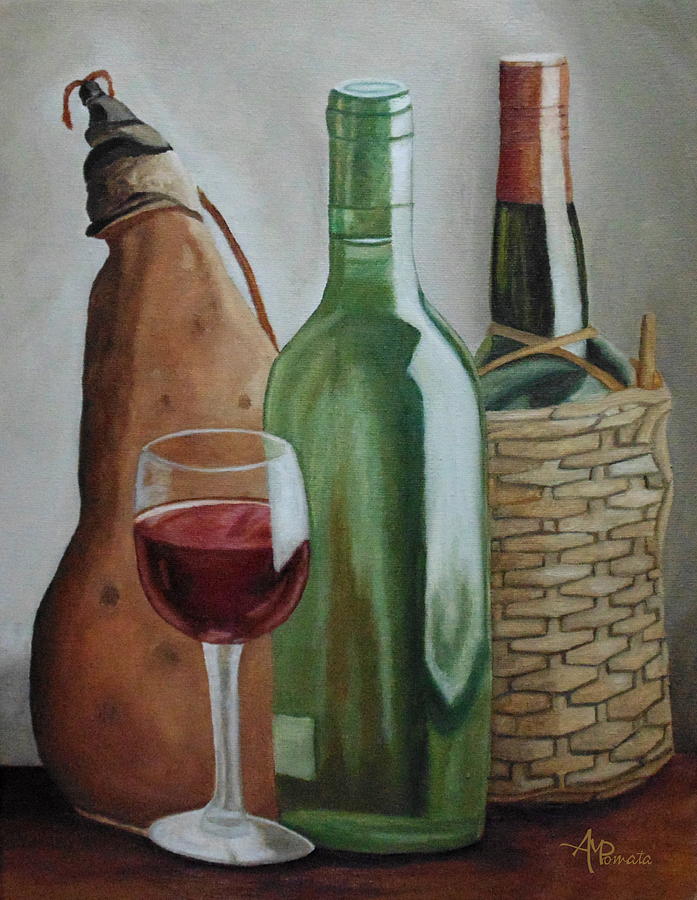 Wine Painting - In The Winery by Angeles M Pomata