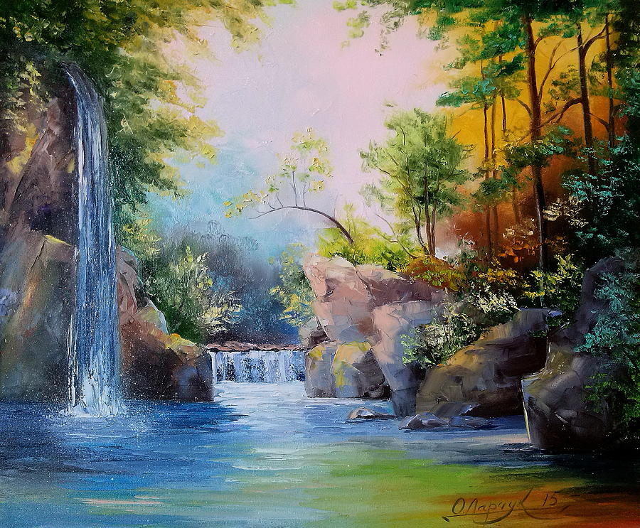 In the woods near the waterfall by Olha Darchuk.