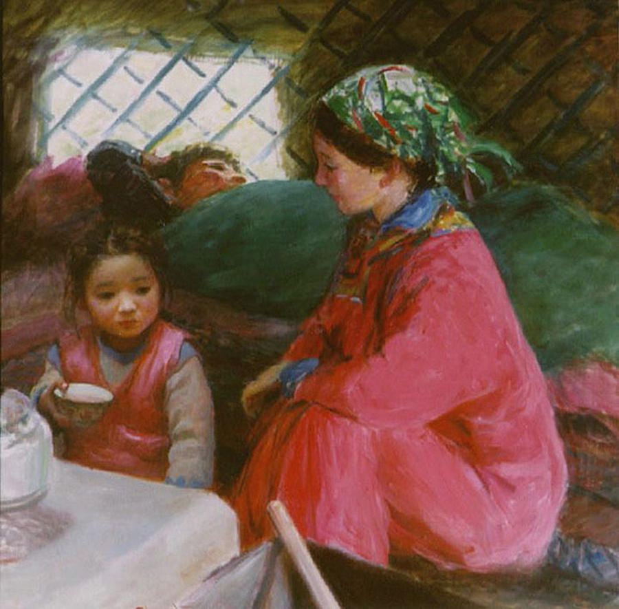 In The Yurt Painting by Ji-qun Chen