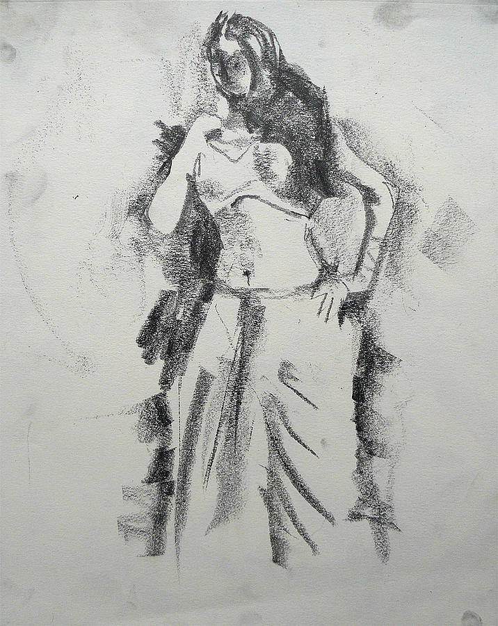 Portrait Drawing - In Thought by Abin Raj