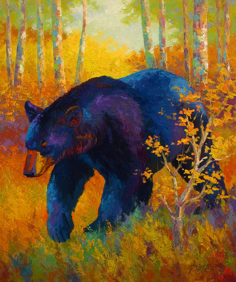 Bear Painting - In To Spring - Black Bear by Marion Rose