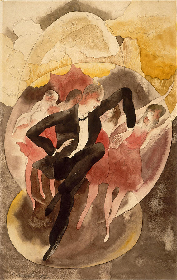 In Vaudeville. Dancer with Chorus Drawing by Charles Demuth