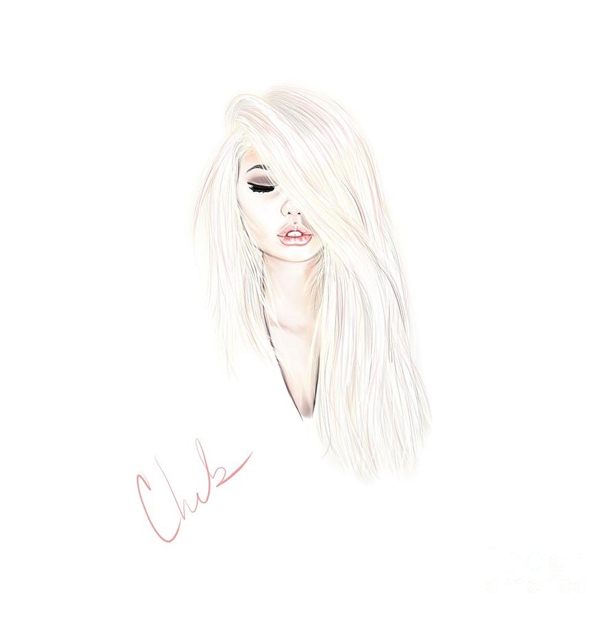 Blonde Digital Art - In White by Chelsea Perez