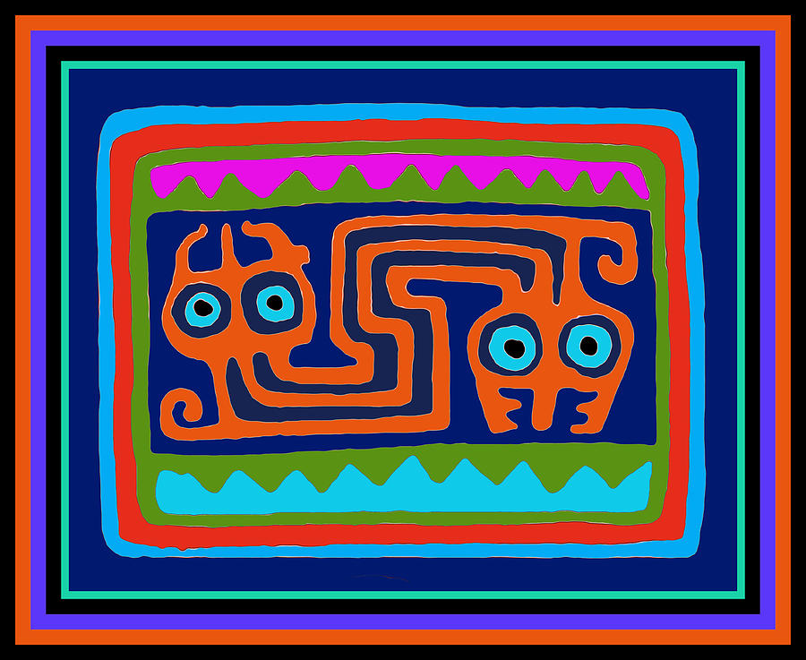 Inca Tribal Serpent Spirits Digital Art by Vagabond Folk Art - Virginia Vivier