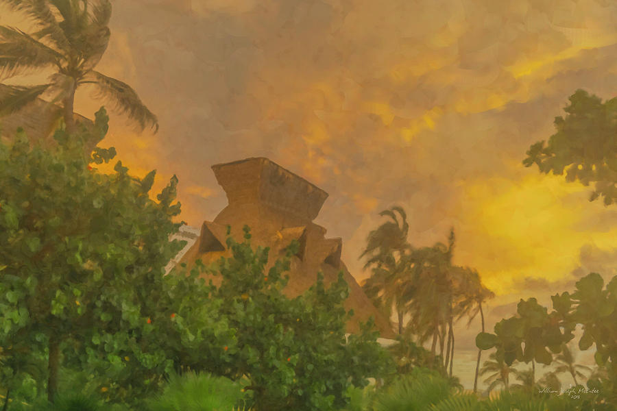 Incoming Storm on Playa Diamante Acapulco Painting by Bill McEntee