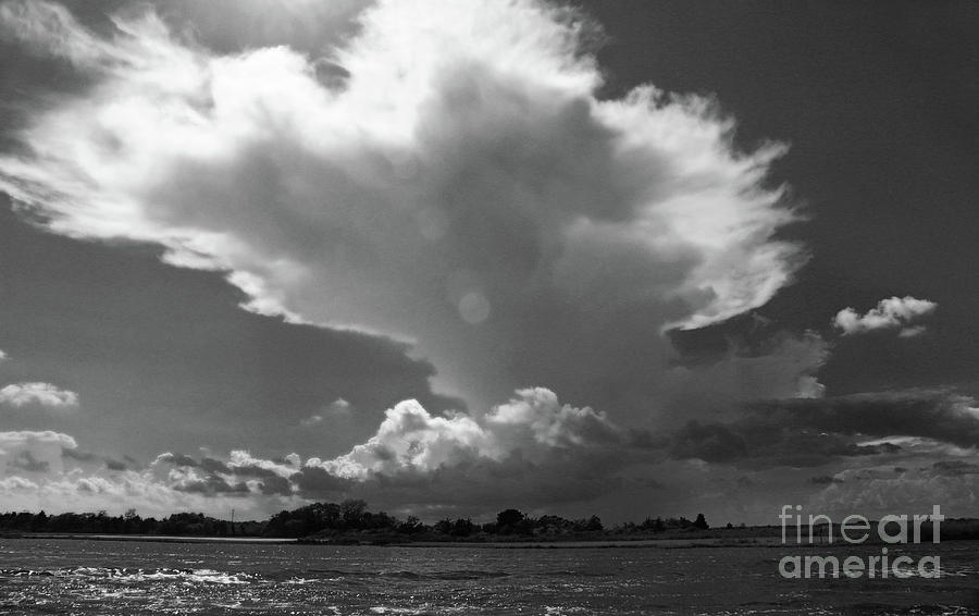 Incoming Storm Over Barnegat Bay BW Photograph by Mary Haber