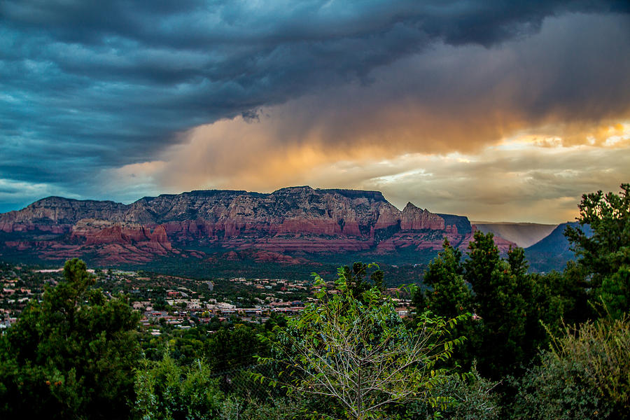 Tree Photograph - Incoming Storm over Sedona by Susan Westervelt