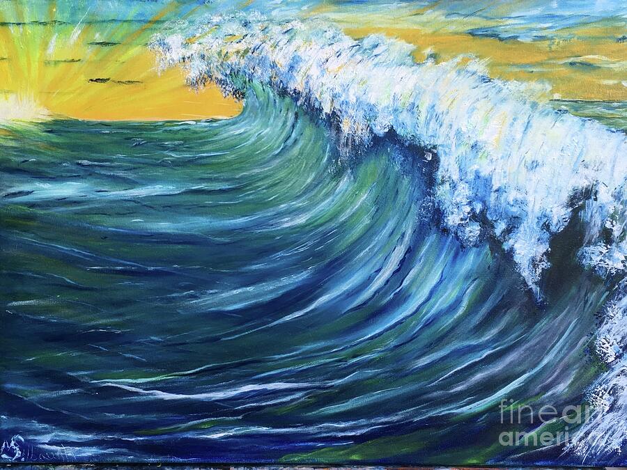 Maverick Wave Painting by Michael Silbaugh