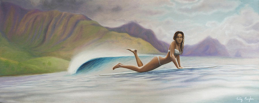 Surfing Painting - Indah by Kelly Meagher