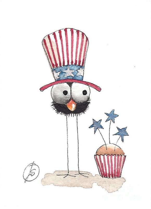 Independence Day cupcake Painting by Lucia Stewart