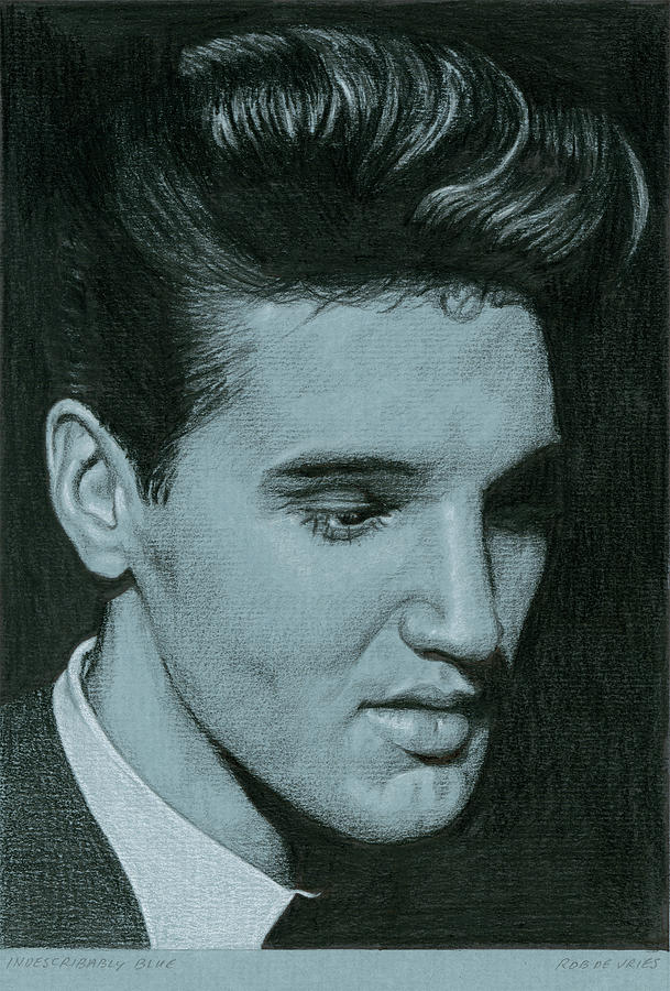 Elvis Drawing - Indescribably blue by Rob De Vries Elvis Drawing - Indescribably blue by Rob De Vries