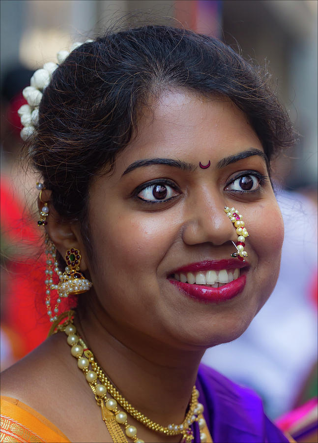 India Day NYC 2017 Woman with Traditional Jewelry Photograph by Robert Ullmann