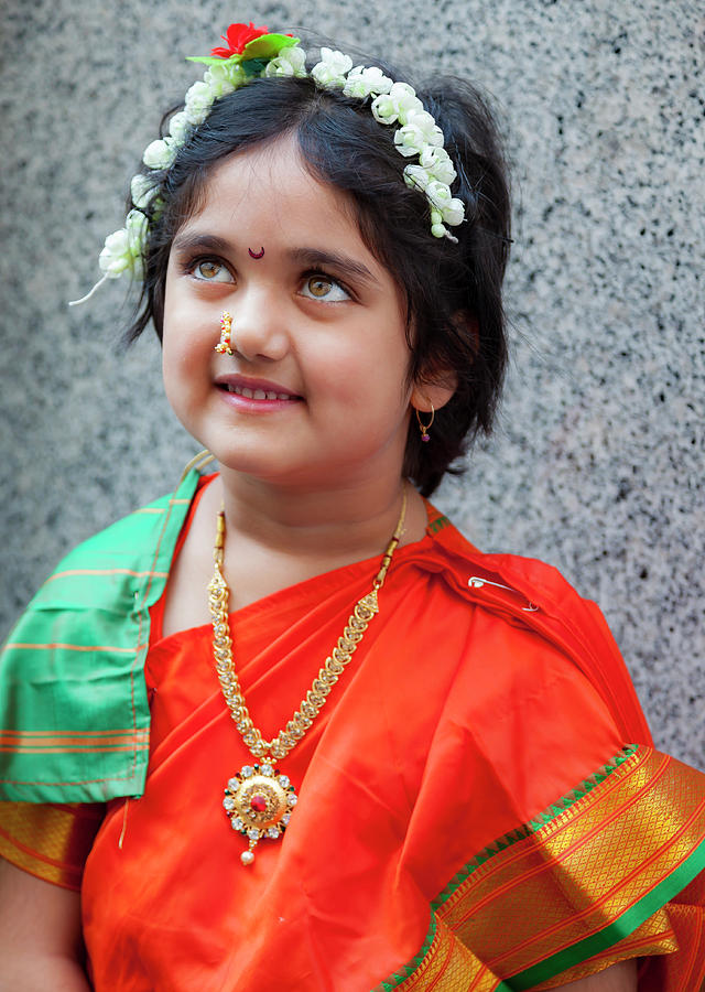 India Day  NYC 2017 Young Girl in Traditional Dress  Photograph by Robert Ullmann