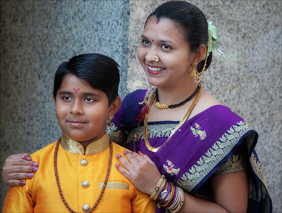 India Day Parade NYC 2017 Mother and Son Photograph by Robert Ullmann