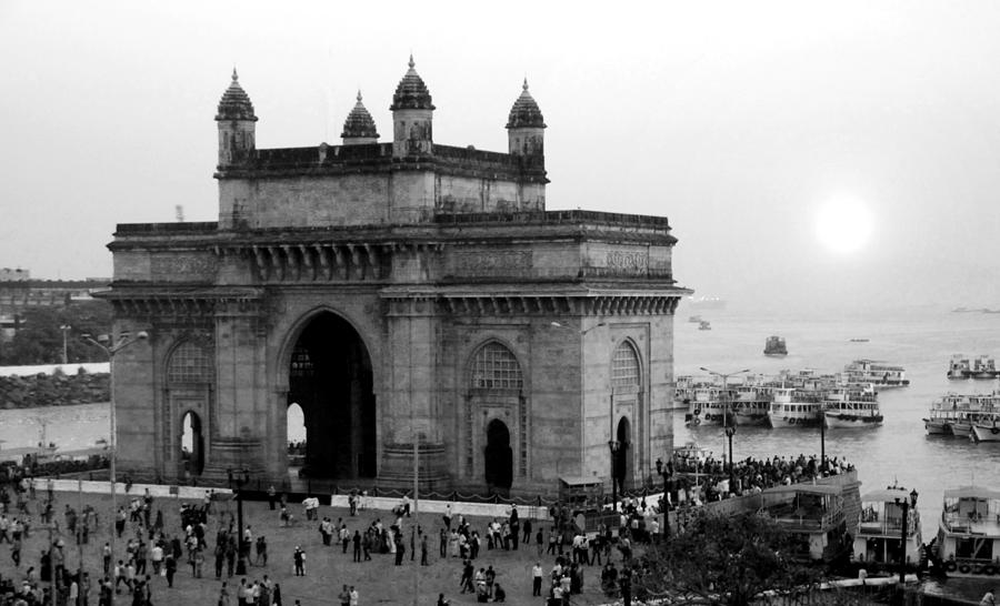 India - Gateway of India - B/W Photograph by Jacqueline M Lewis
