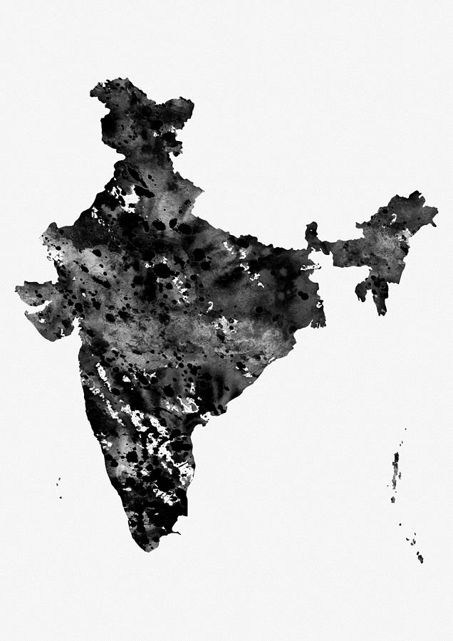 Map of India-black Digital Art by Erzebet S - Fine Art America