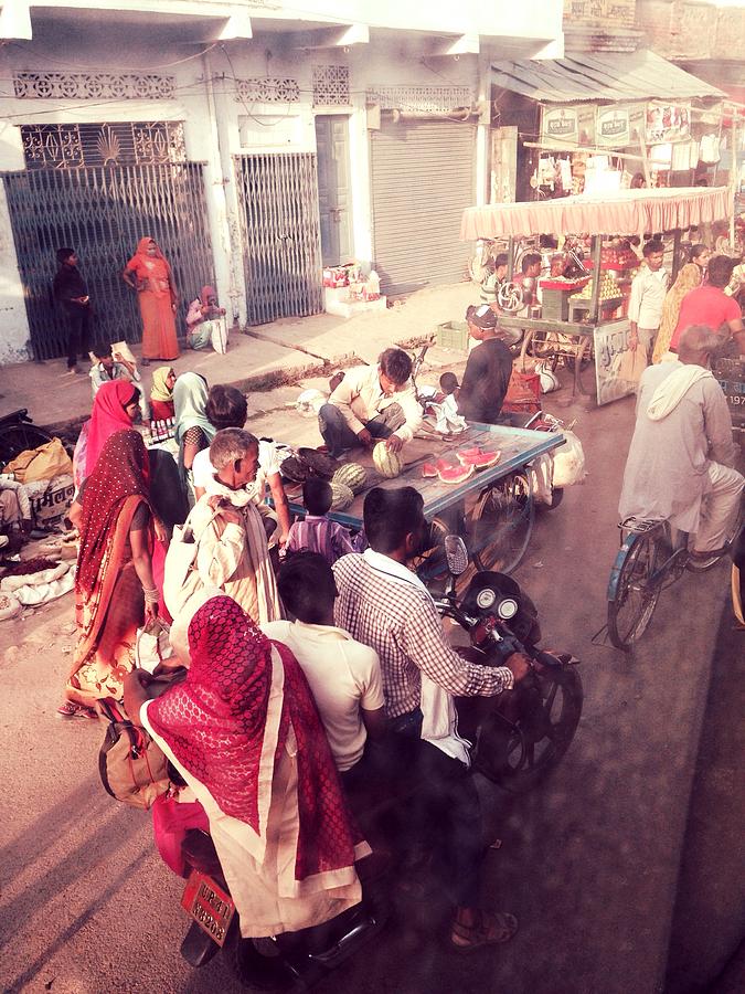 Motorcycle Photograph - India market in red by LeLa Becker