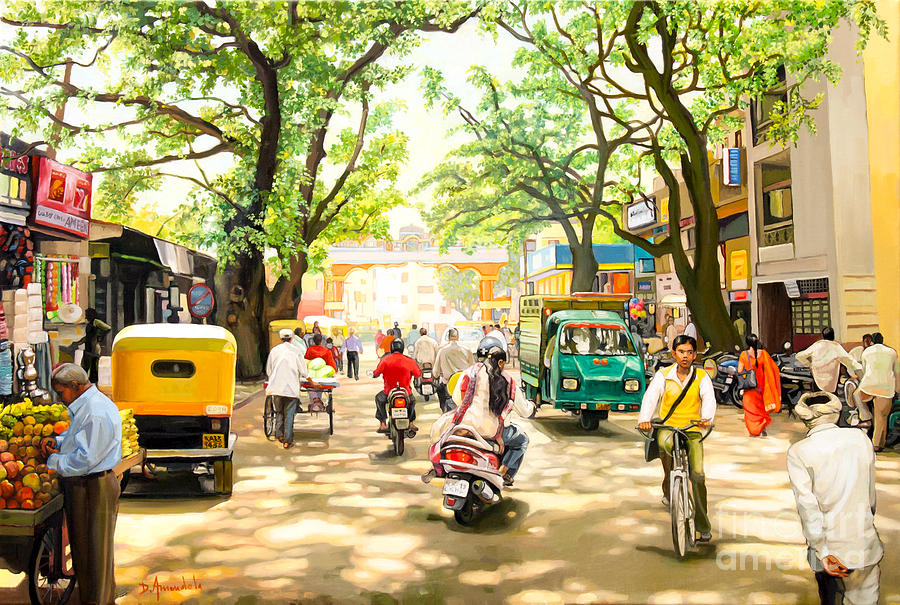 India Street Scene 4 Painting by Dominique Amendola