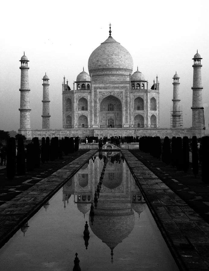  India - Taj Mahal - B/W Photograph by Jacqueline M Lewis