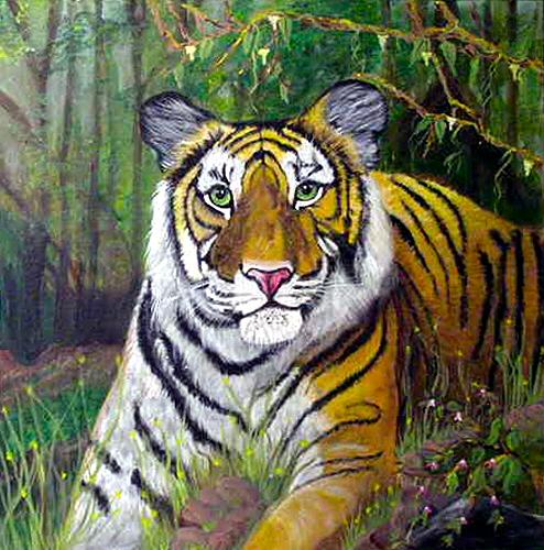 India Tiger Painting by Dia Spriggs - Fine Art America