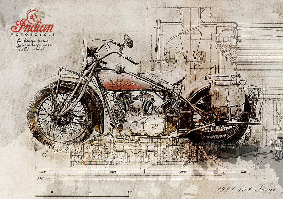 Transportation Digital Art - Indian 101 Scout 1931 by Yurdaer Bes