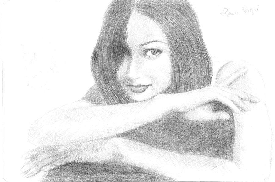  Indian actress Drawing by Reza Naqvi